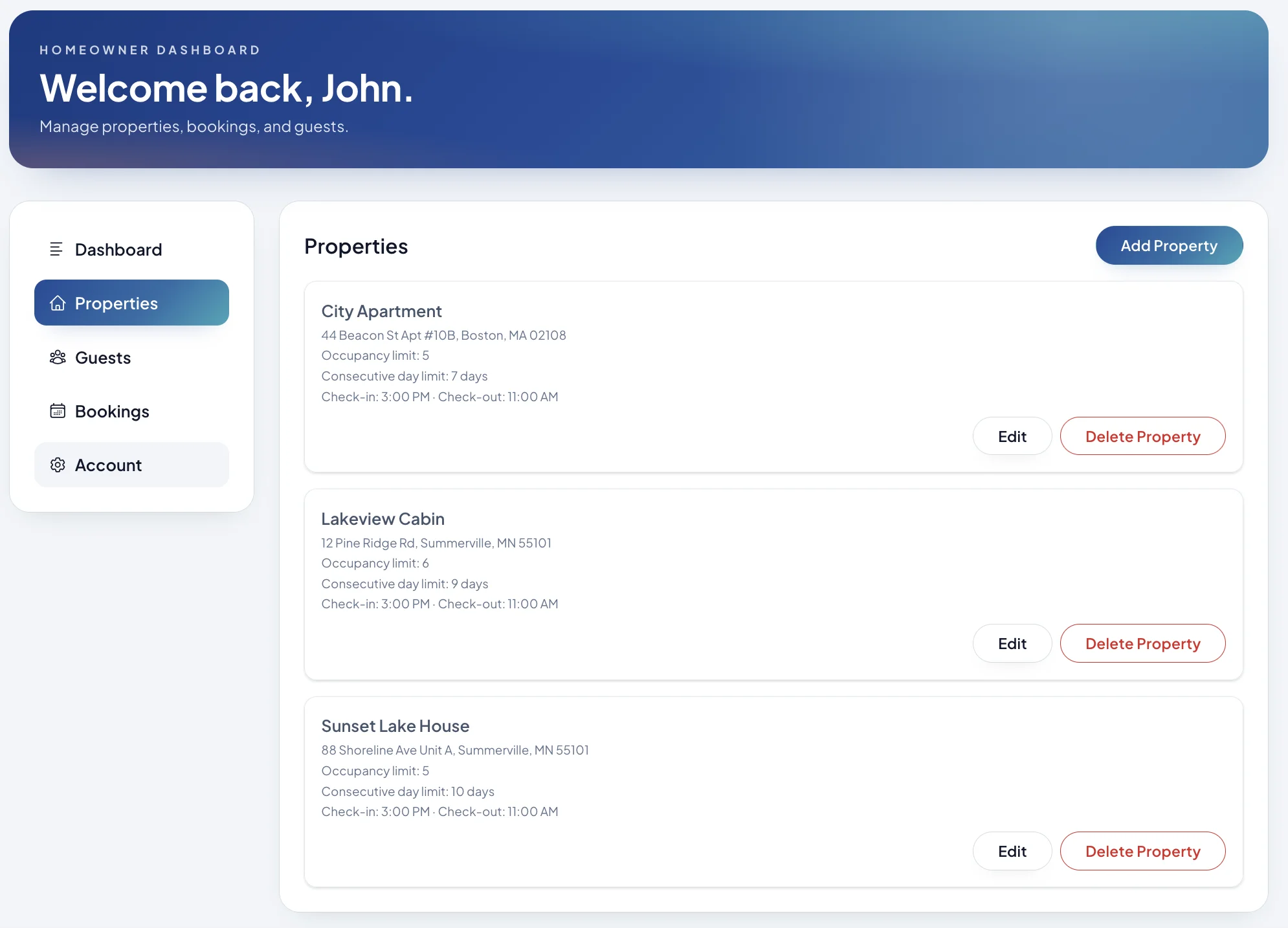 Homeowner dashboard overview